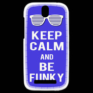 Coque HTC One SV Keep Calm Funky Bleu