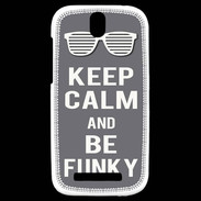 Coque HTC One SV Keep Calm Funky Gris