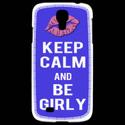 Coque Samsung Galaxy S4 Keep Calm Girly Bleu