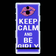 Coque Sony Xperia P Keep Calm Girly Bleu
