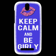 Coque HTC One SV Keep Calm Girly Bleu