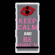 Coque Sony Xperia P Keep Calm Girl Gris
