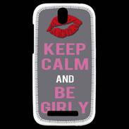 Coque HTC One SV Keep Calm Girl Gris