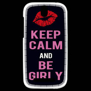 Coque HTC One SV Keep Calm Girly Noir