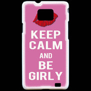 Coque Samsung Galaxy S2 Keep Calm Girly Rose
