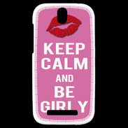 Coque HTC One SV Keep Calm Girly Rose