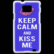 Coque Samsung Galaxy S2 Keep Calm Kiss me Bleu