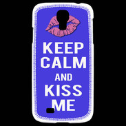 Coque Samsung Galaxy S4 Keep Calm Kiss me Bleu