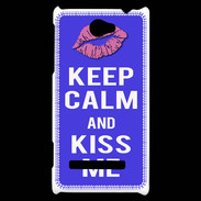 Coque HTC Windows Phone 8S Keep Calm Kiss me Bleu