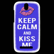 Coque HTC One SV Keep Calm Kiss me Bleu
