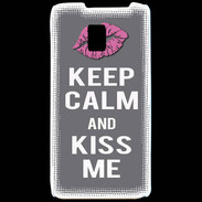 Coque LG P990 Keep Calm Kiss me Gris