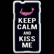 Coque Samsung Galaxy S2 Keep Calm Kiss me Noir