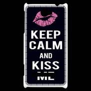 Coque HTC Windows Phone 8S Keep Calm Kiss me Noir