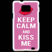 Coque Samsung Galaxy S2 Keep Calm Kiss me Rose