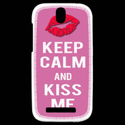 Coque HTC One SV Keep Calm Kiss me Rose