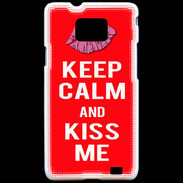 Coque Samsung Galaxy S2 Keep Calm Kiss me Rouge