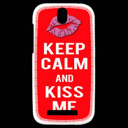 Coque HTC One SV Keep Calm Kiss me Rouge