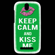 Coque HTC One SV Keep Calm Kiss me Vert