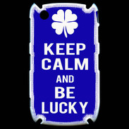 Coque Blackberry 8520 Keep Calm Be lucky Bleu
