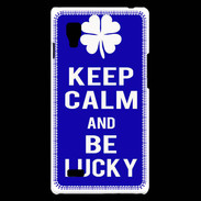Coque LG Optimus L9 Keep Calm Be lucky Bleu