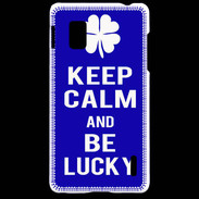 Coque LG Optimus G Keep Calm Be lucky Bleu