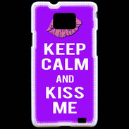 Coque Samsung Galaxy S2 Keep Calm Kiss me Violet