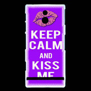 Coque Sony Xperia P Keep Calm Kiss me Violet