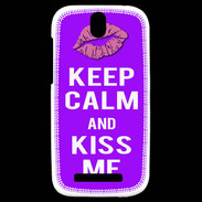 Coque HTC One SV Keep Calm Kiss me Violet