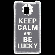 Coque LG P990 Keep Calm Be lucky Gris