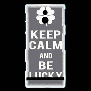 Coque Sony Xperia P Keep Calm Be lucky Gris