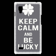 Coque LG Optimus L9 Keep Calm Be lucky Gris