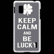 Coque LG Optimus G Keep Calm Be lucky Gris