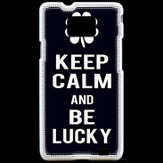 Coque Samsung Galaxy S2 Keep Calm Be lucky Noir
