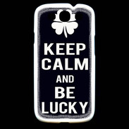 Coque Samsung Galaxy S3 Keep Calm Be lucky Noir