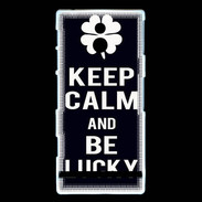 Coque Sony Xperia P Keep Calm Be lucky Noir