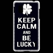 Coque LG Optimus G Keep Calm Be lucky Noir