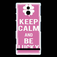Coque Sony Xperia P Keep Calm Be Lucky Rose