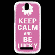 Coque HTC One SV Keep Calm Be Lucky Rose