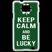 Coque Samsung Galaxy S2 Keep Calm Be lucky Vert