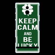 Coque Sony Xperia P Keep Calm Be lucky Vert