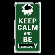 Coque HTC Windows Phone 8S Keep Calm Be lucky Vert
