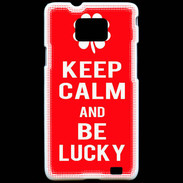 Coque Samsung Galaxy S2 Keep Calm Be Lucky Rouge