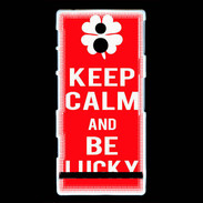 Coque Sony Xperia P Keep Calm Be Lucky Rouge