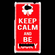 Coque HTC Windows Phone 8S Keep Calm Be Lucky Rouge