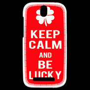 Coque HTC One SV Keep Calm Be Lucky Rouge