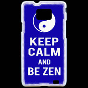 Coque Samsung Galaxy S2 Keep Calm Be Zen Bleu