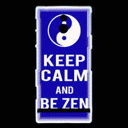 Coque Sony Xperia P Keep Calm Be Zen Bleu