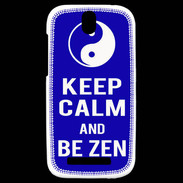 Coque HTC One SV Keep Calm Be Zen Bleu