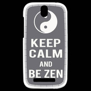 Coque HTC One SV Keep Calm Be Zen Gris