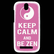 Coque HTC One SV Keep Calm Be Zen Rose